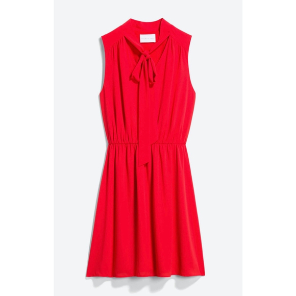 French Grey Dresses & Skirts - French Grey Rosanna Neck Tie Detail Red Dress